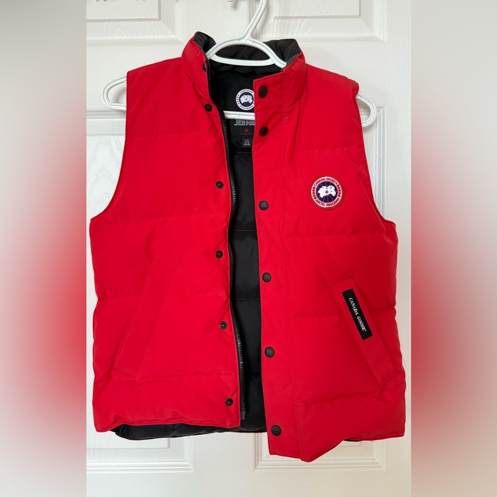 Canada Goose Red Puffer Vest with Logo